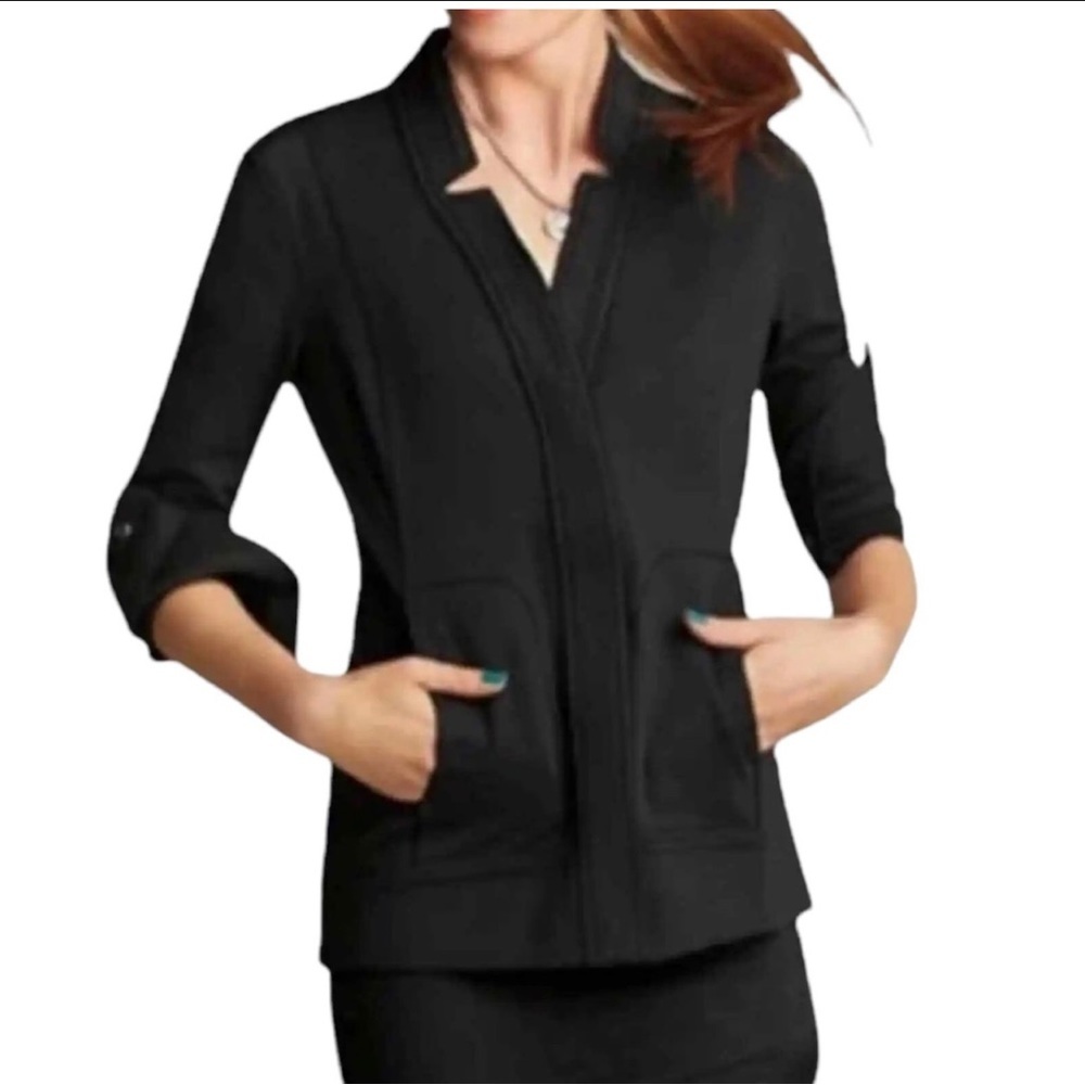 CABI Around The Clock Black Knit Full Zip Jacket Style 5480 Size XS Casual